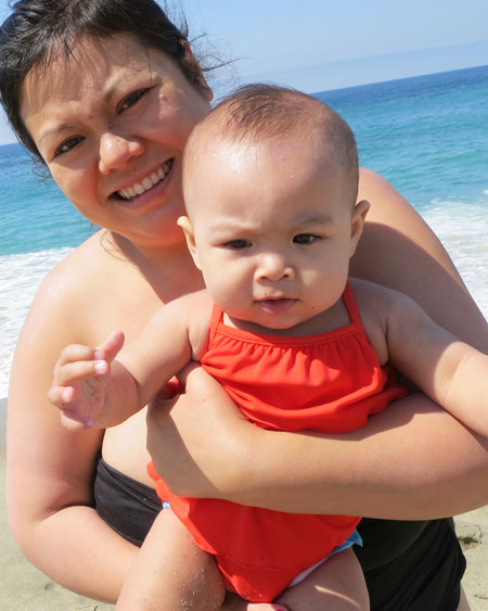 Claire’s first day at the beach